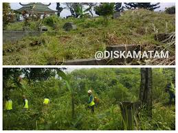 Kegiatan pemeliharaan di TPU Cikadut oleh Bidang Pemakaman Diskamtam Kota Bandung. by Diskamtam