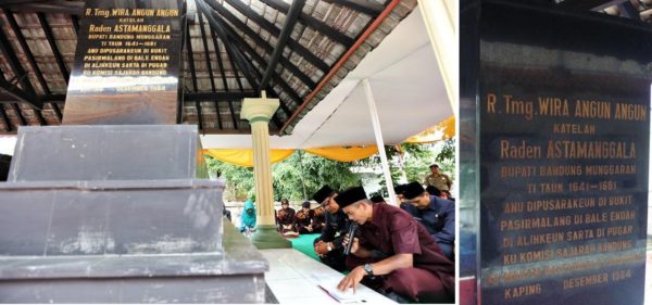 Bupati Bandung Dadang Naser bersama para pejabat lainnya berziarah ke makam Bupati Bandung Pertama Rd Tmg Wira Angun-angun di Komplek Makam Para Bupati Bandung Dayeuhkolot, Senin (10/4/17). bu Humas Pemkab Bandung.