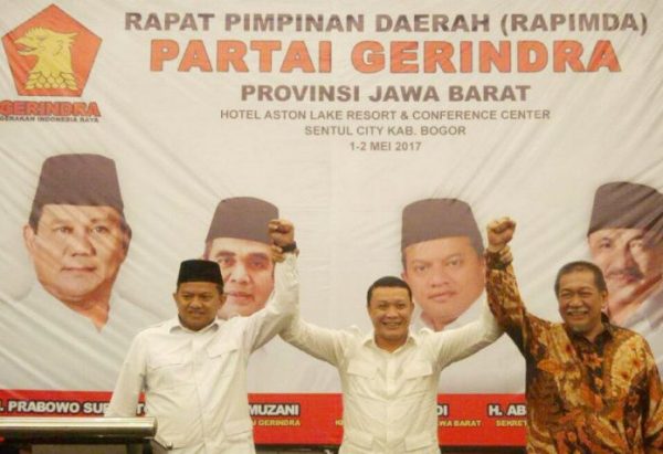 Ketua DPD Gerindra Jabar Mulyadi bersama Wagub Deddy Mizwar