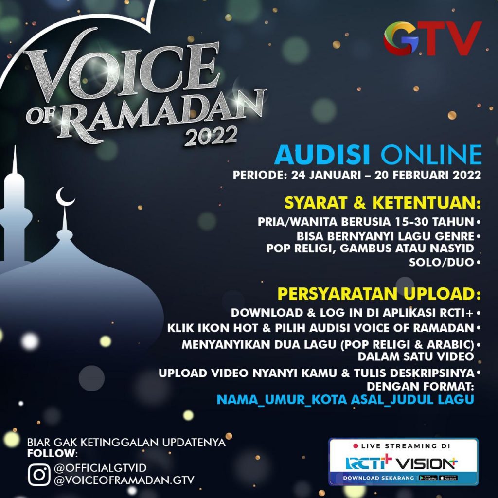 Akhi & Ukhti Wajib Ikutan! Audisi Online Voice of Ramadan 2022 Sudah Dibuka, Total Hadiah Puluhan Juta Rupiah Menanti