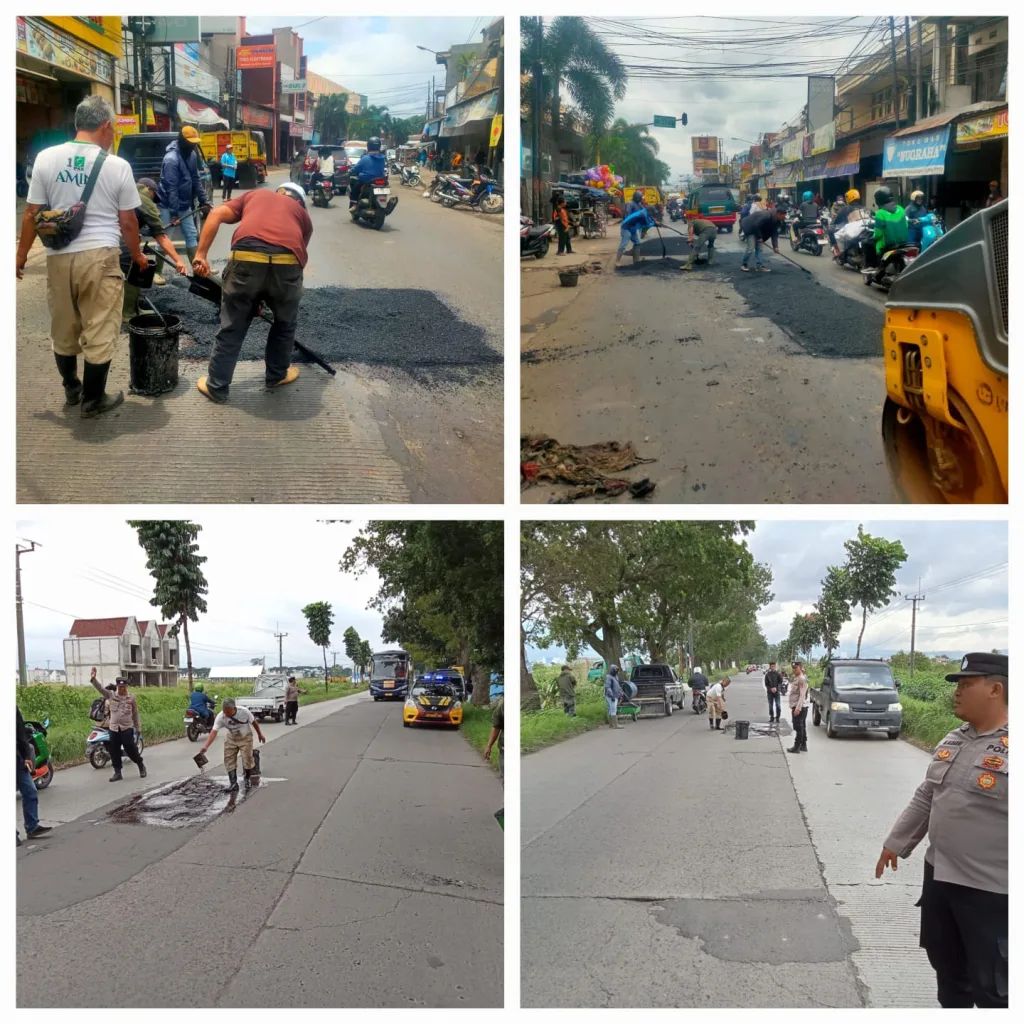Telan Korban Jiwa, DPUTR Kab Bandung Langsung Perbaiki Jalan Berlubang di Rancaekek