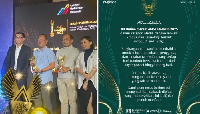 NU Online Raih AMSI Awards 2025, Berhasil Kembangkan Inovasi Produk dan Teknologi Digital secara Kreatif, Berdampak, dan Berkelanjutan