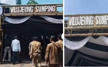 Tulisan “Wilujeung Sumping” di Gapura Rapat Paripurna Hari Jadi Kabupaten Bandung Jadi Sorotan